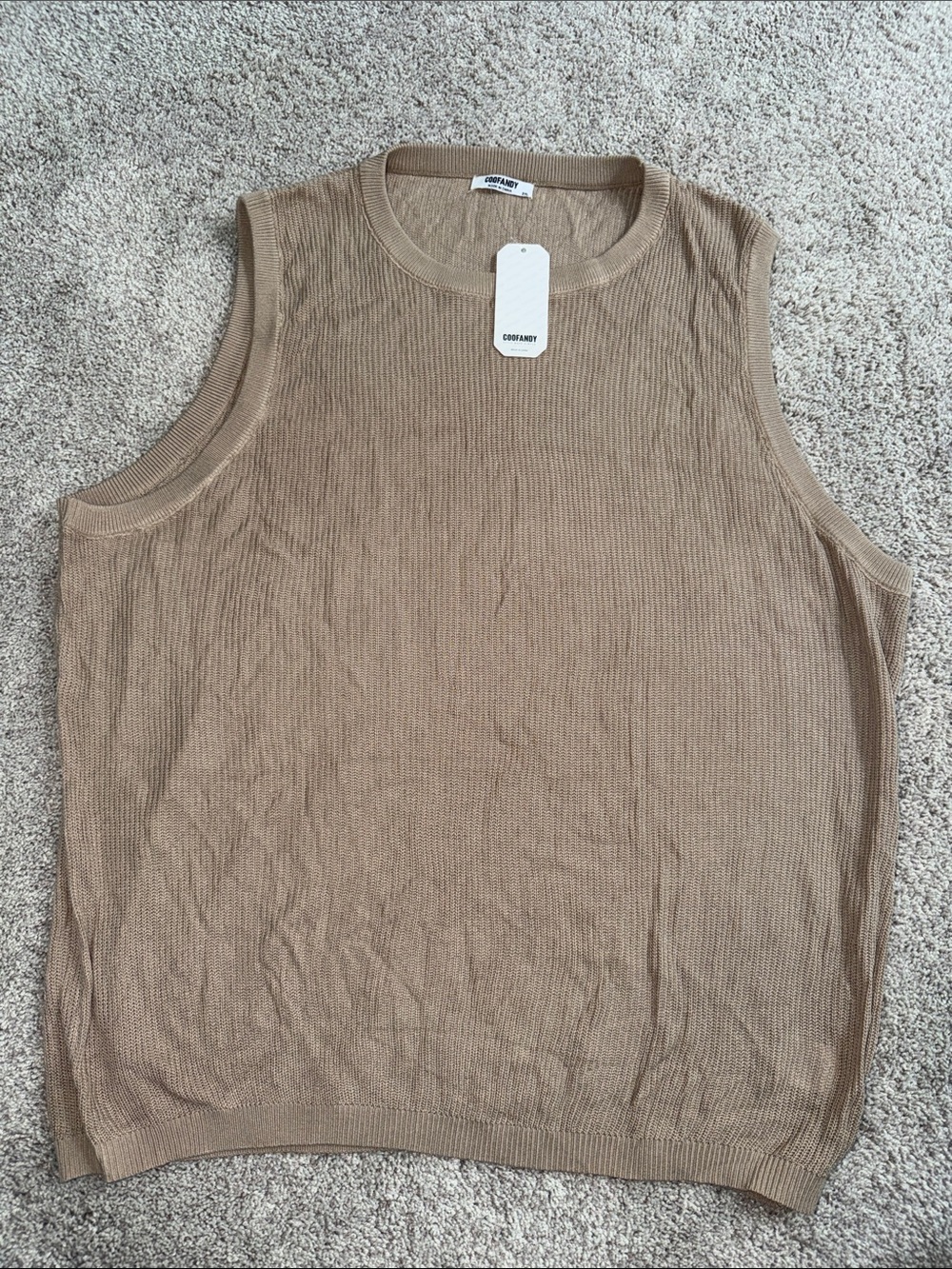 COREFOUND Chestnut Ribbed Sleeveless Tank for Men